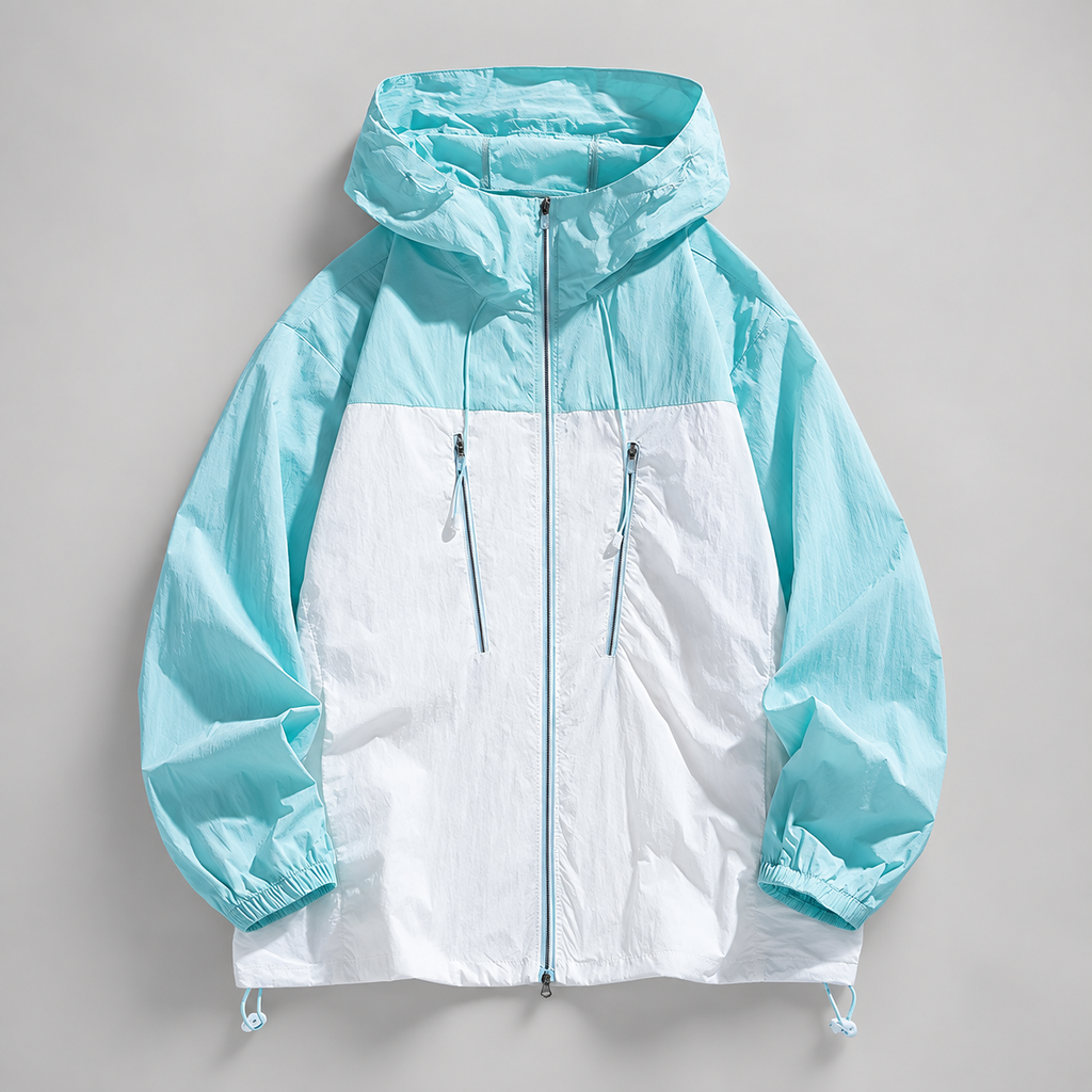 Stefano Men’s Color-Block Full-Zip Hooded Windbreaker