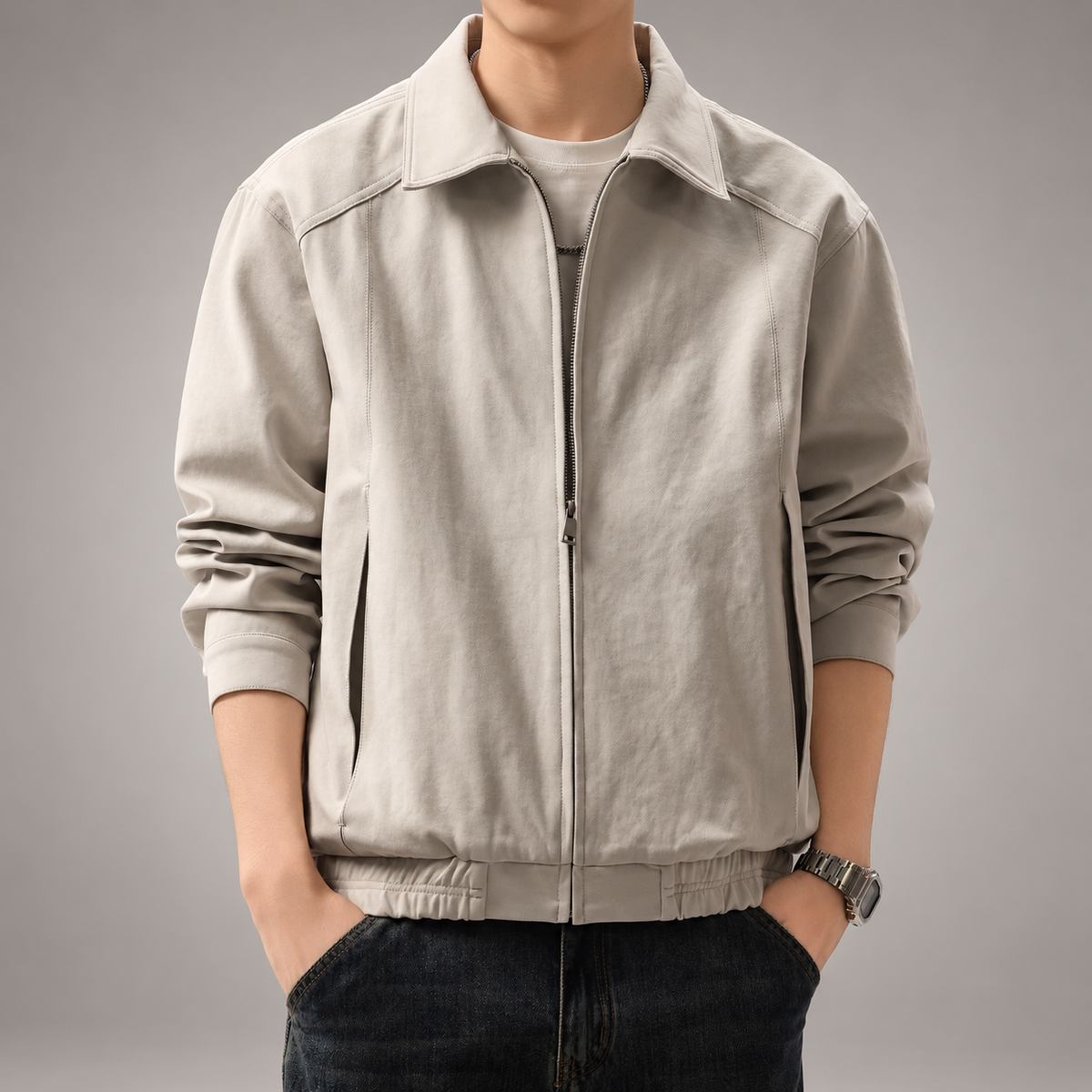 Ross Men’s Collared Zip-Up Bomber Jacket