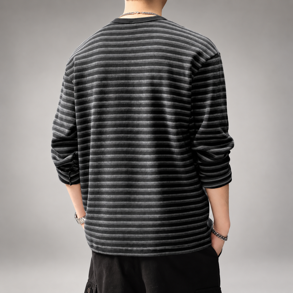 Ridge Men's Striped Long Sleeve Henley Shirt