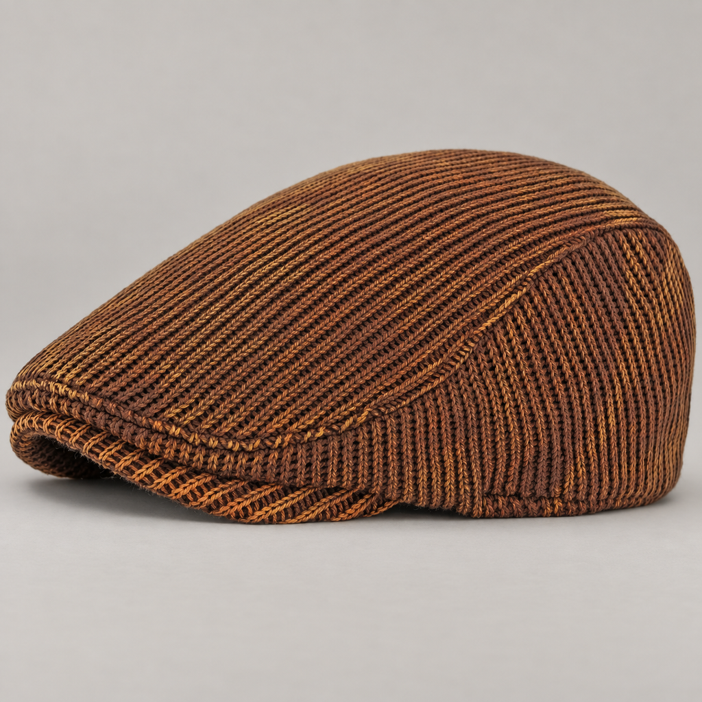 Sullivan Textured Woven Flat Cap with Short Curved Brim