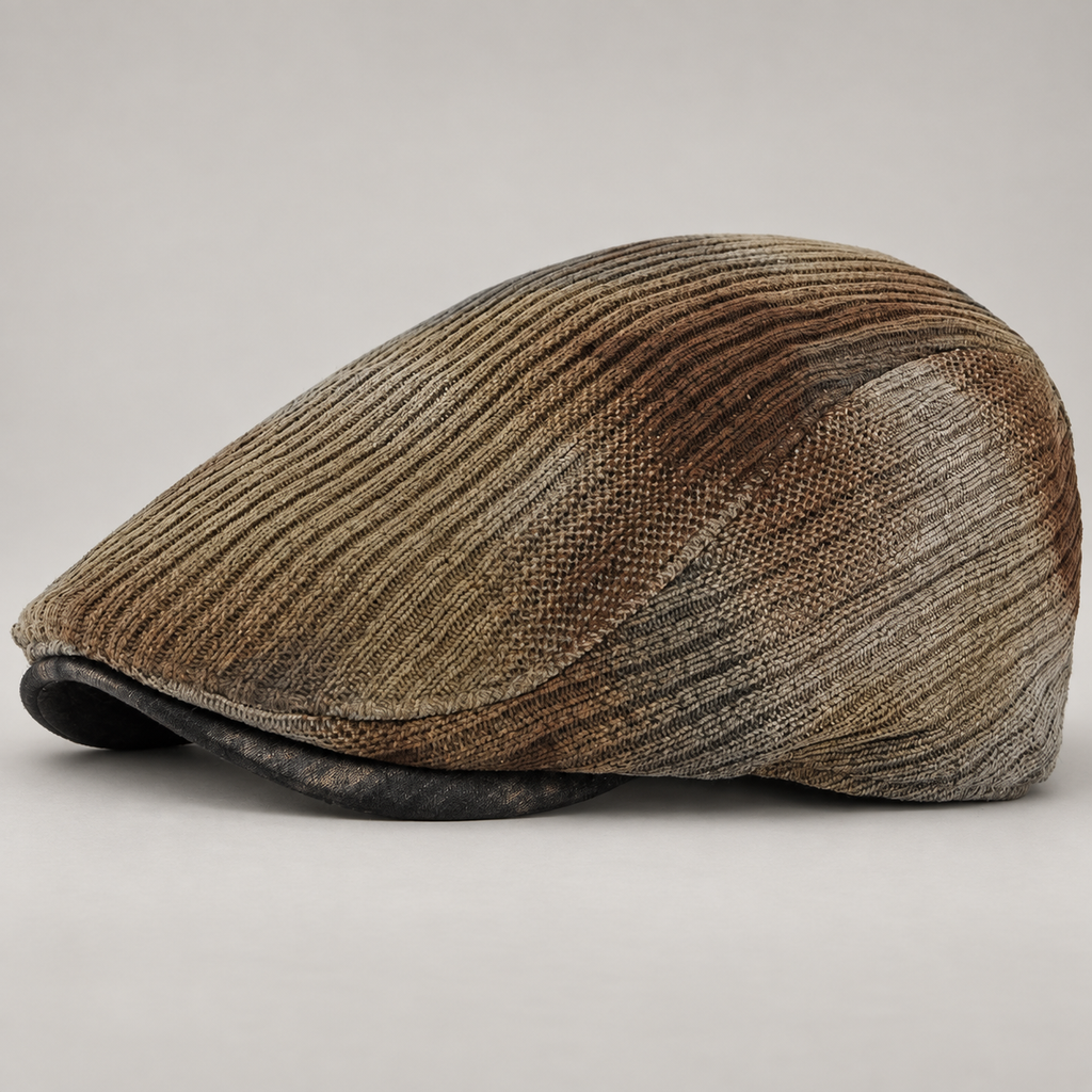 Sullivan Textured Woven Flat Cap with Short Curved Brim