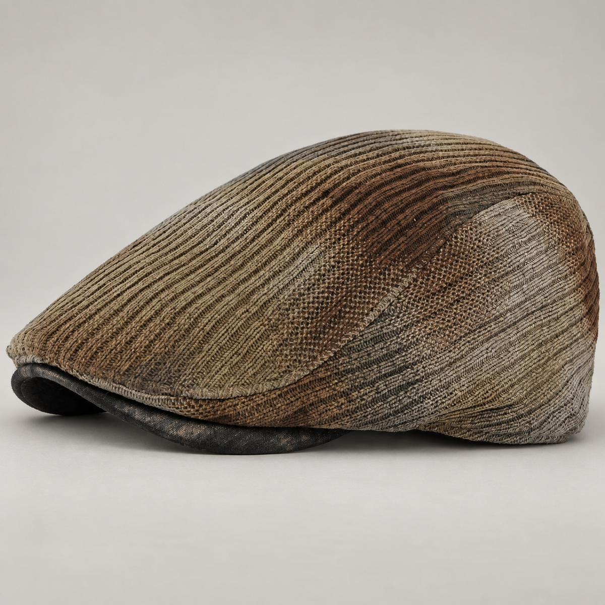 Sullivan Textured Woven Flat Cap with Short Curved Brim