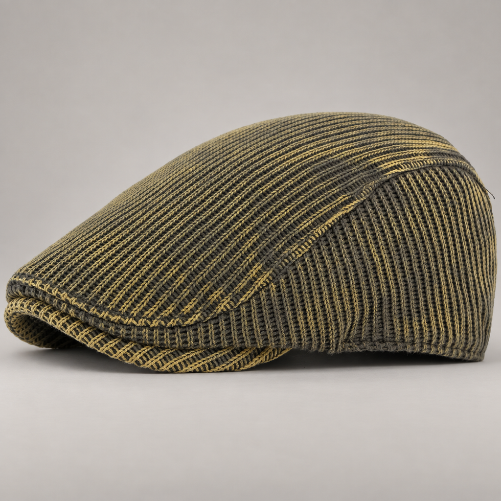 Sullivan Textured Woven Flat Cap with Short Curved Brim