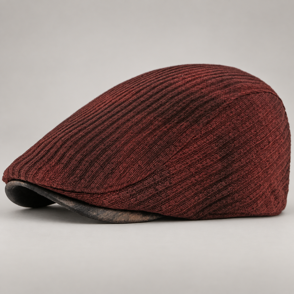 Sullivan Textured Woven Flat Cap with Short Curved Brim