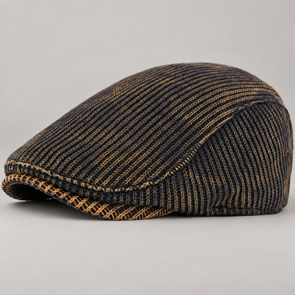 Sullivan Textured Woven Flat Cap with Short Curved Brim