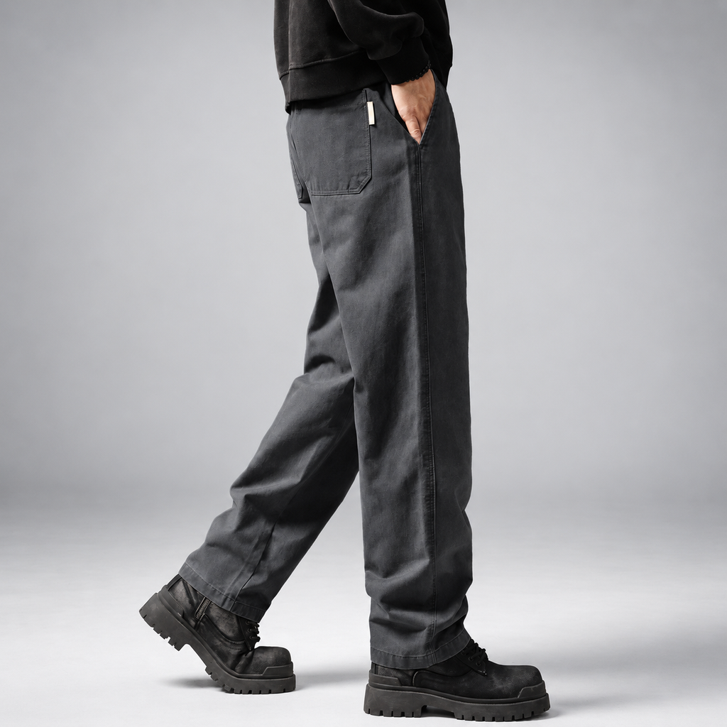 Pascal Men's Casual Straight-Leg Pants with Textured Finish