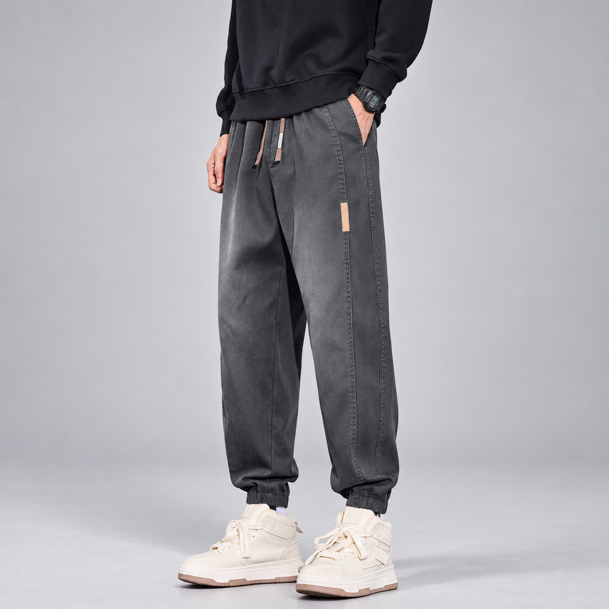 Mario Men’s Tapered Drawstring Denim Joggers