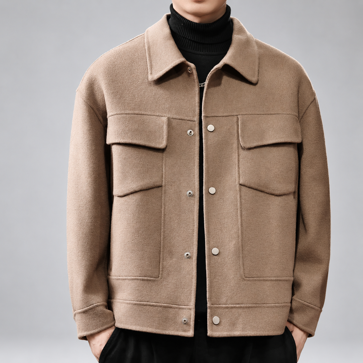 Fabien Men's Textured Snap-Front Jacket with Flap Chest Pockets