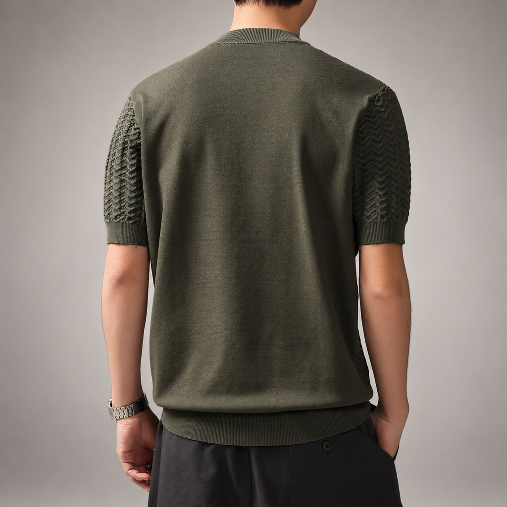 Leo Men’s Textured Knit Short-Sleeve Henley Shirt