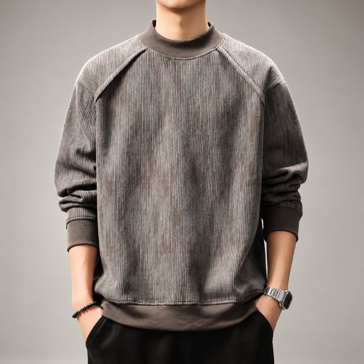 Belmont Men's Textured Mock Neck Sweater