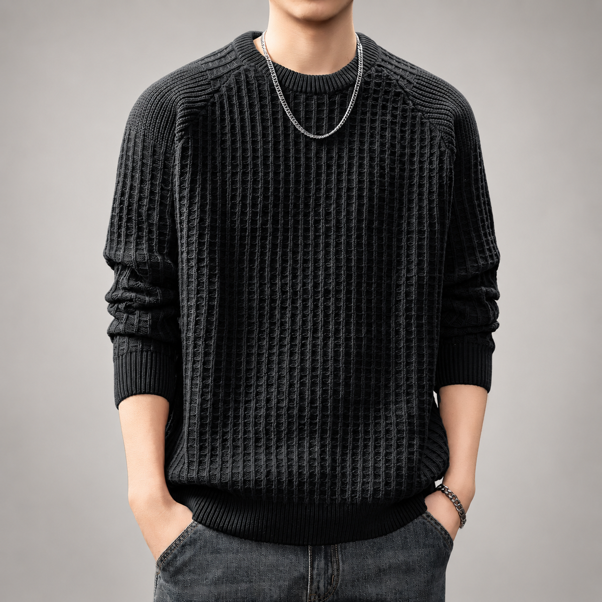 Averlon Men’s Raglan Sleeve Knit Pullover