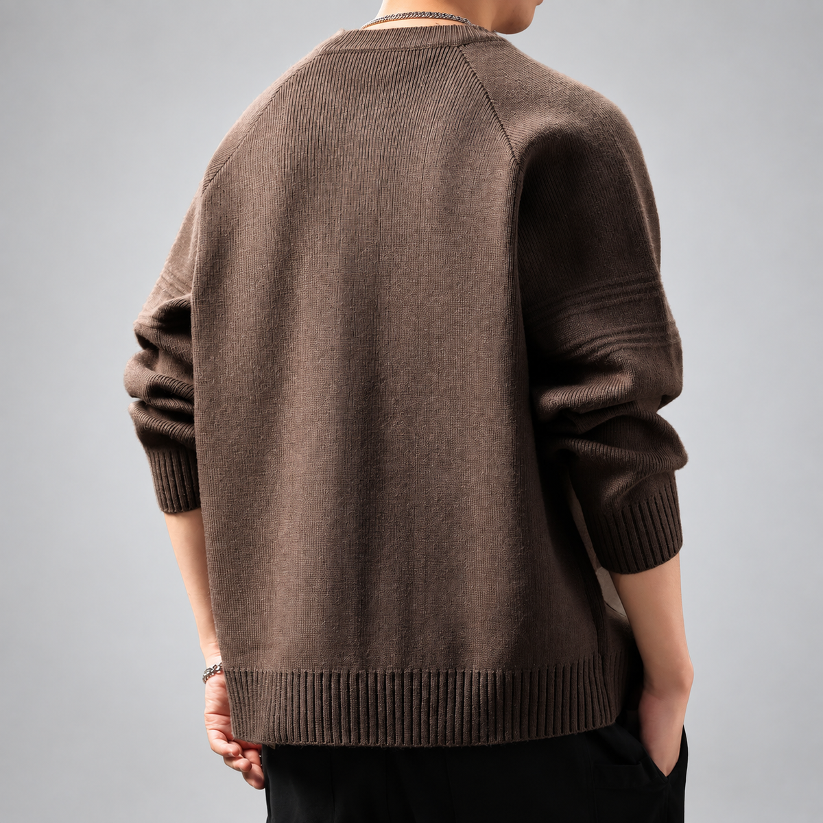 Anselmo Men's Snap-Front Knit Cardigan with Raglan Sleeves