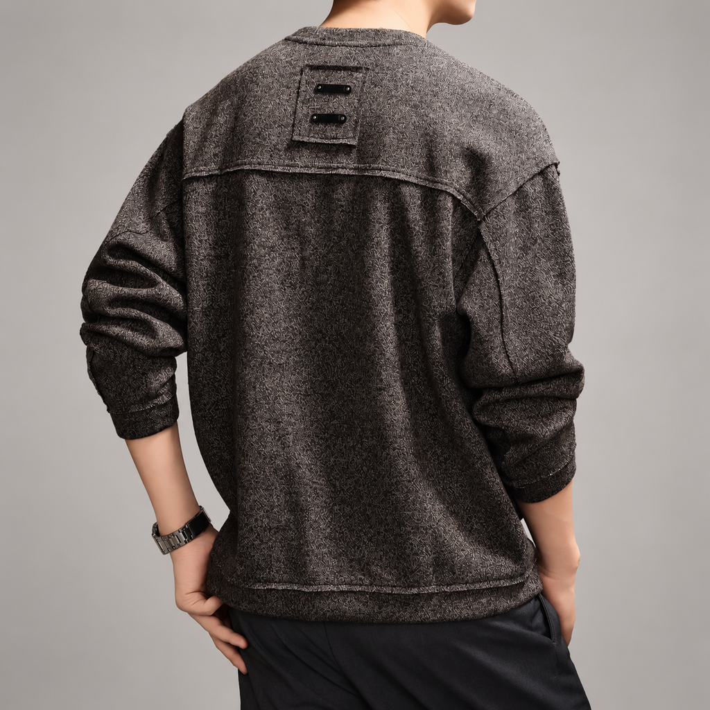 Everard Men’s Heathered Crewneck Pullover with Exposed Seams