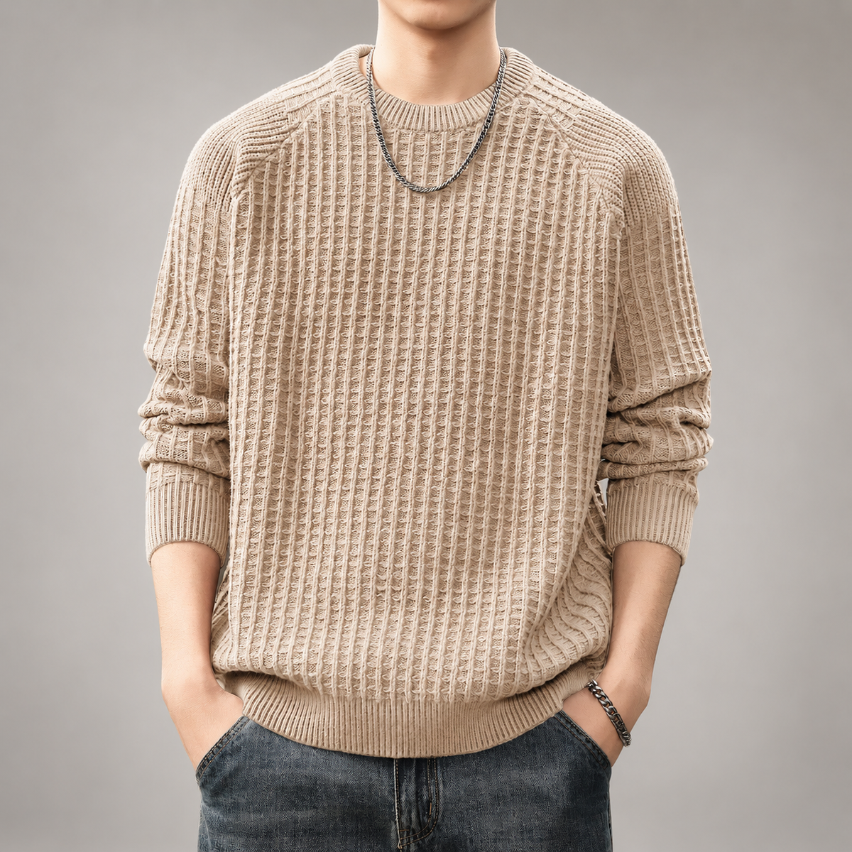 Averlon Men’s Raglan Sleeve Knit Pullover