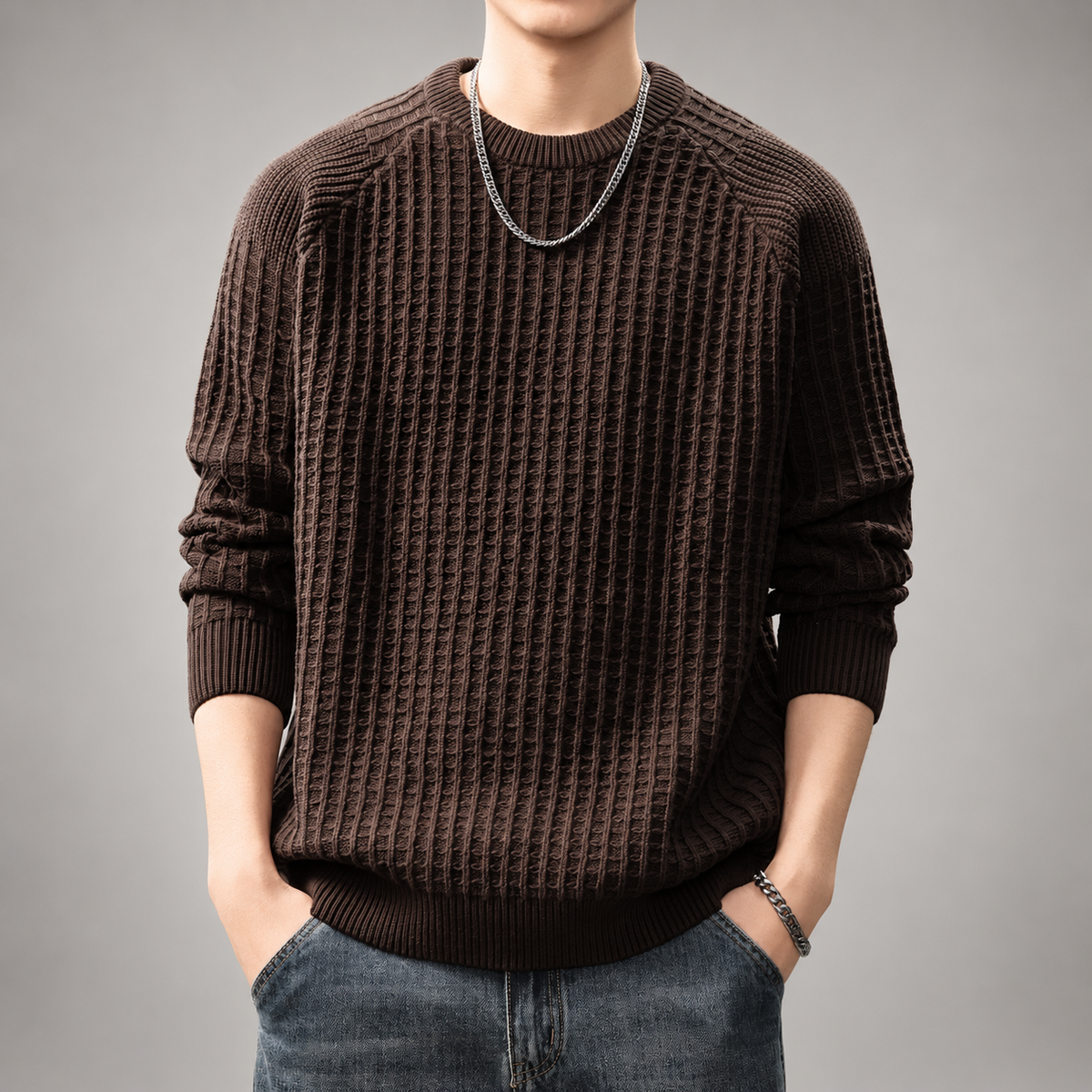 Averlon Men’s Raglan Sleeve Knit Pullover