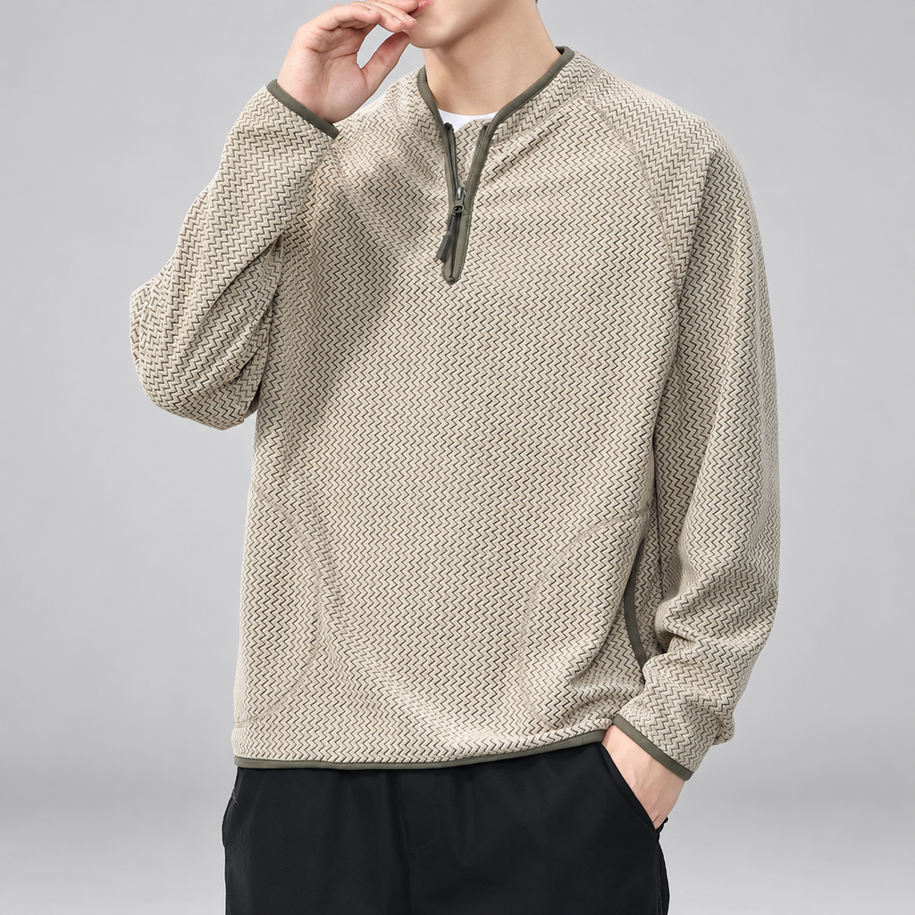 Oswald Men's Zigzag Textured Quarter-Zip Pullover