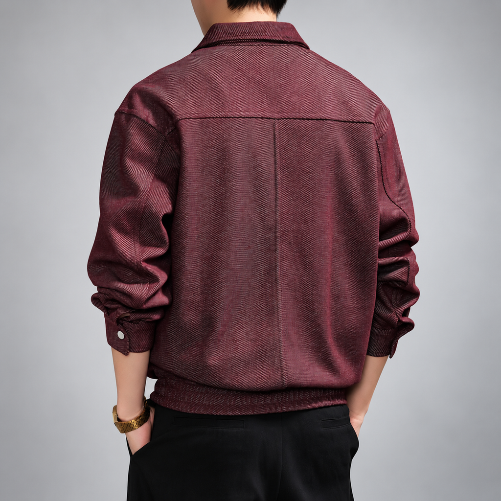Quentin Men's Textured Quarter-Zip Pullover with Point Collar