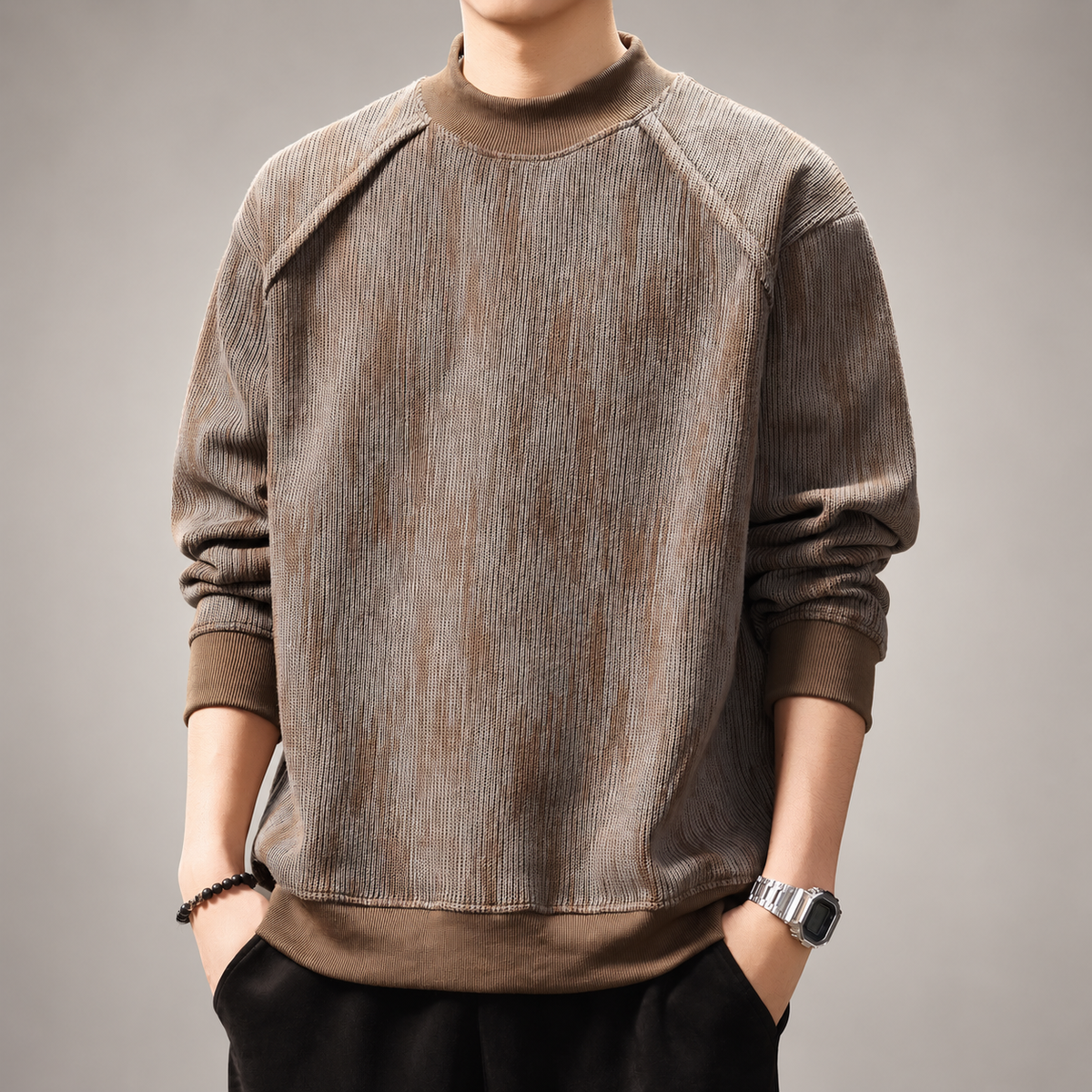 Belmont Men's Textured Mock Neck Sweater