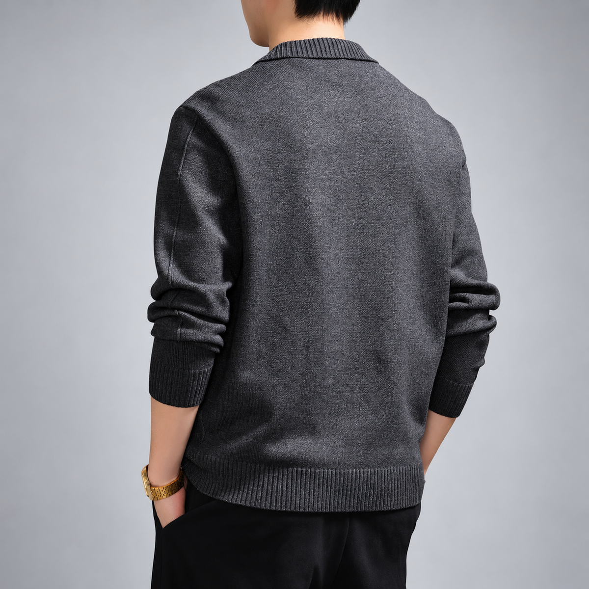 Reed Men's Collared Knit Pullover Sweater with Quarter Zip