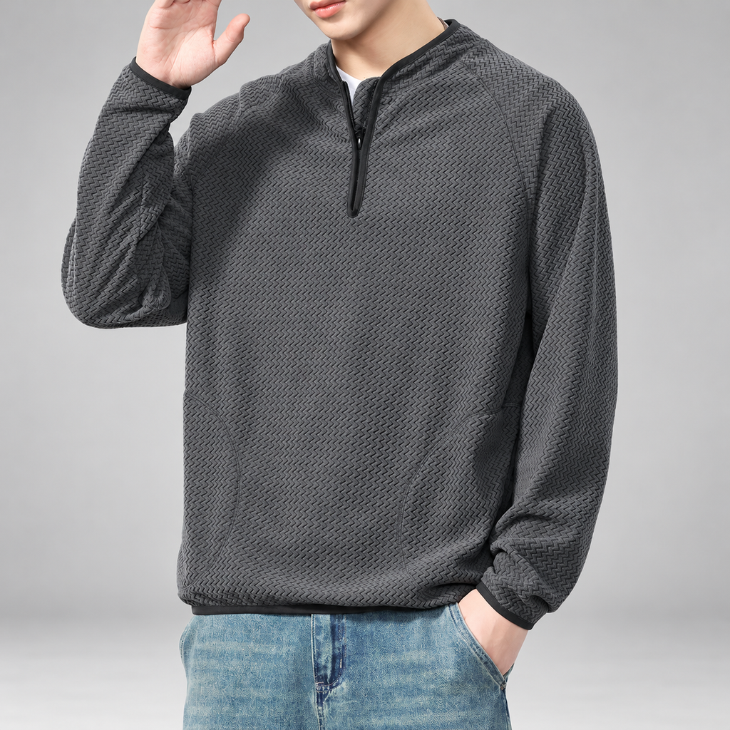 Oswald Men's Zigzag Textured Quarter-Zip Pullover