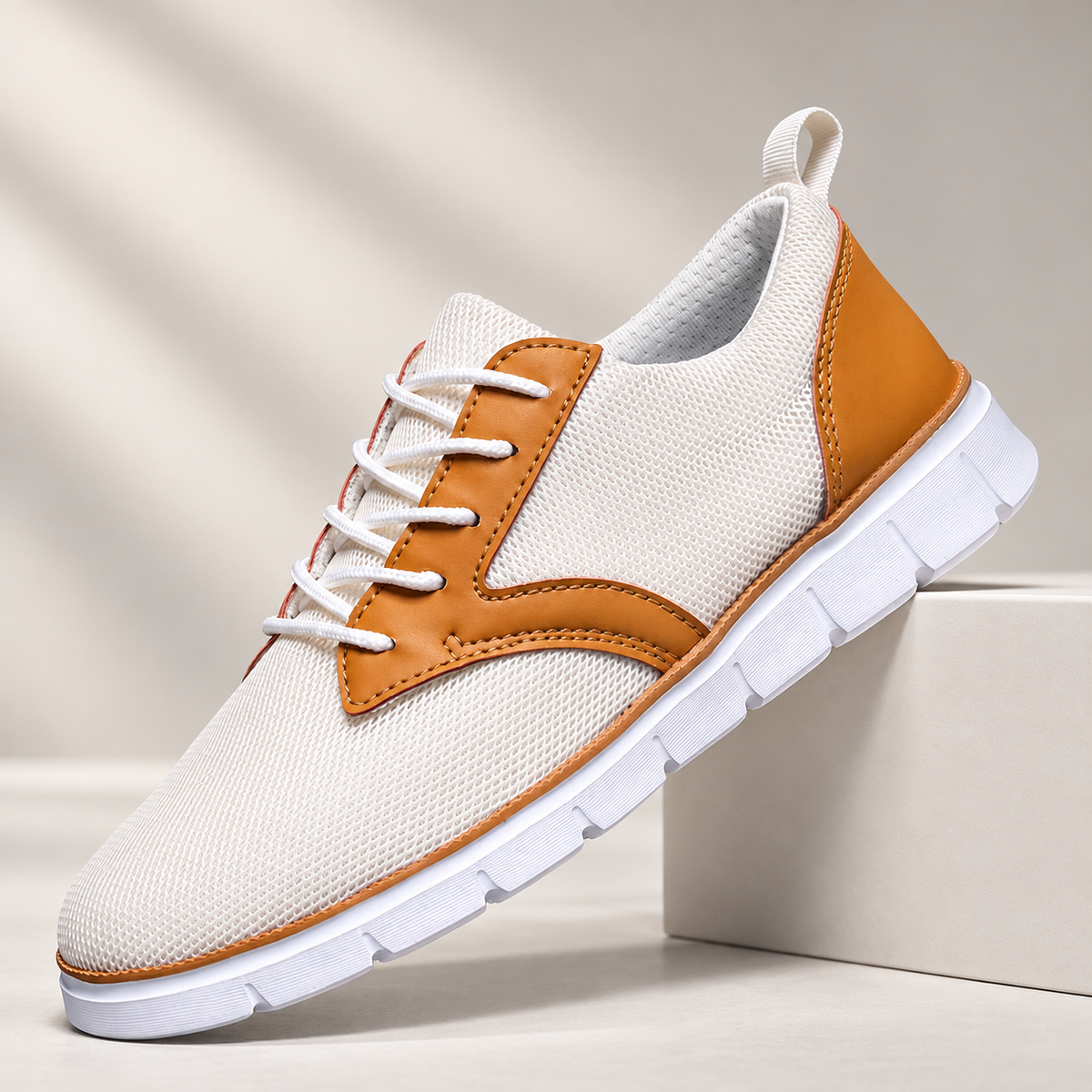 Thierry Men’s Mesh Lace-Up Casual Sneakers with Contrast Trim