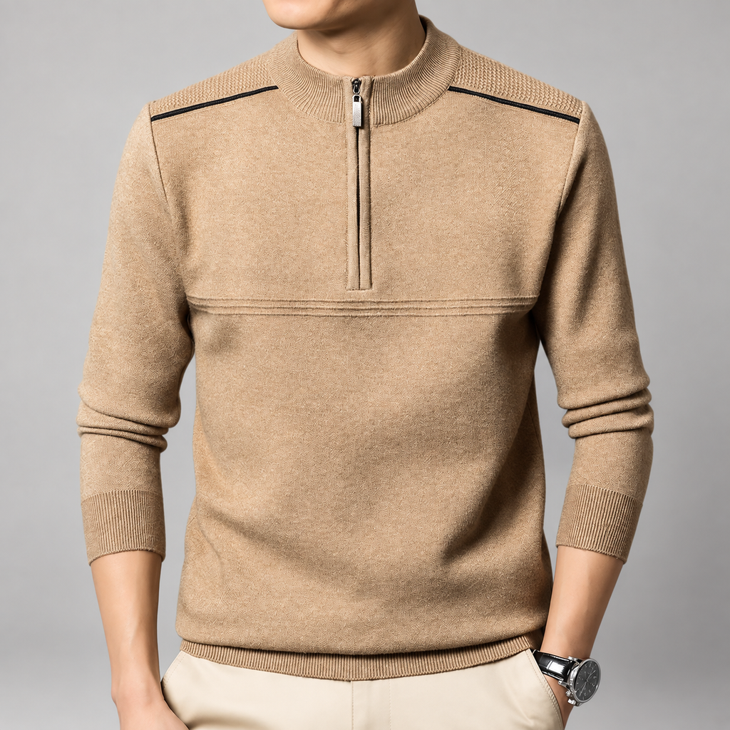 Thierry Men’s Textured Quarter-Zip Mock Neck Knit Sweater