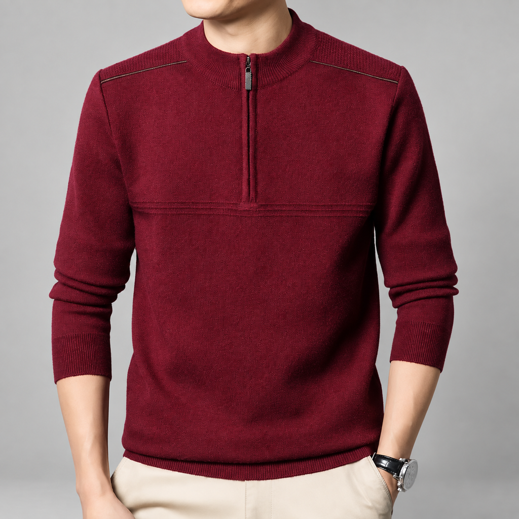 Thierry Men’s Textured Quarter-Zip Mock Neck Knit Sweater