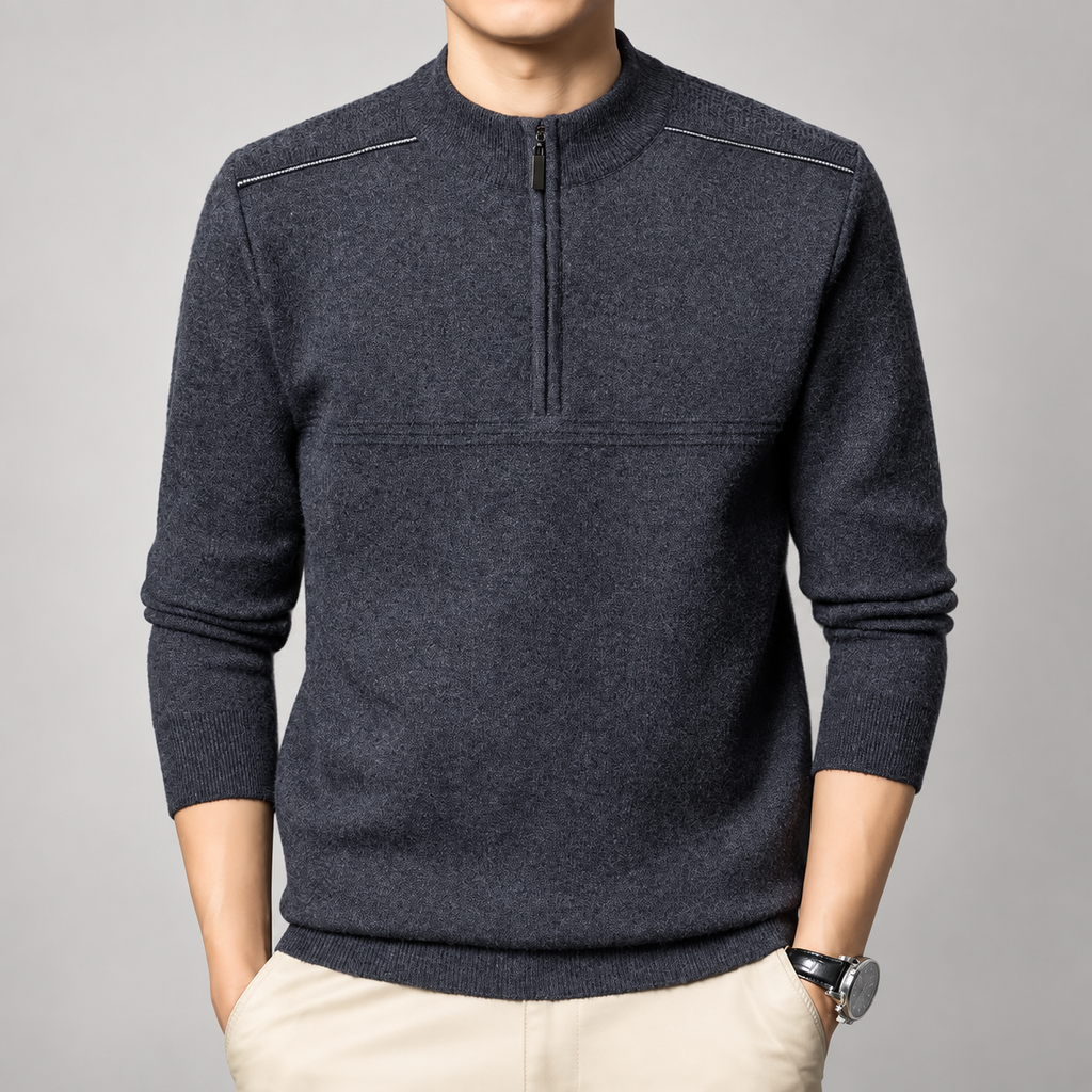 Thierry Men’s Textured Quarter-Zip Mock Neck Knit Sweater