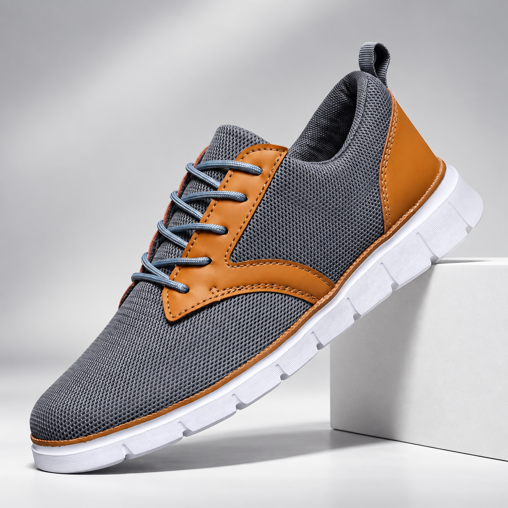 Thierry Men’s Mesh Lace-Up Casual Sneakers with Contrast Trim