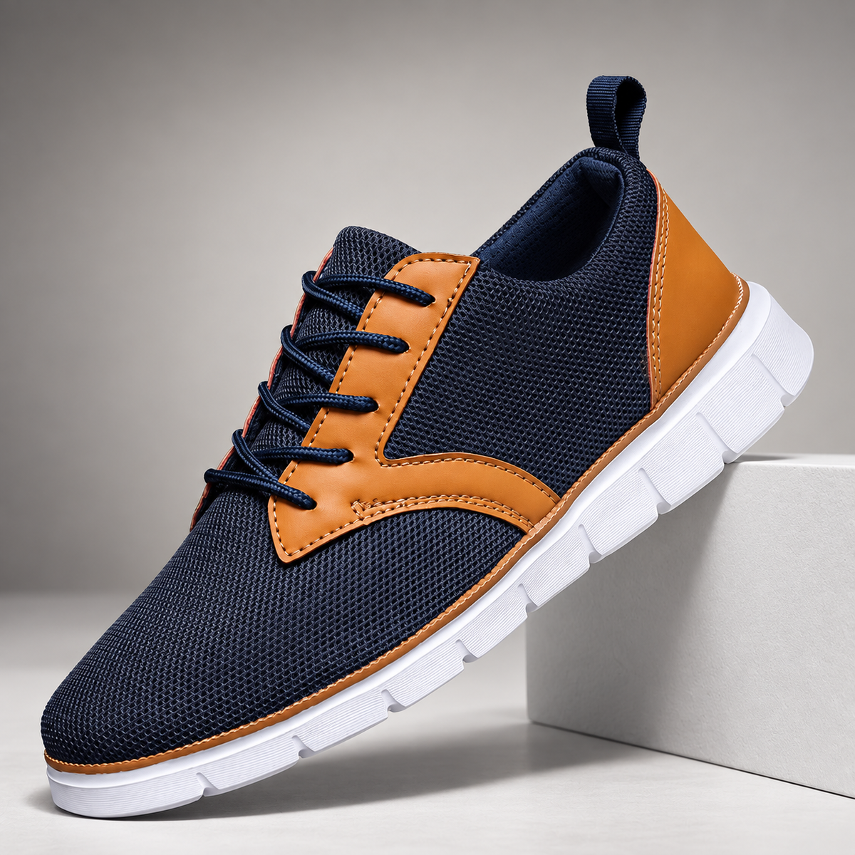 Thierry Men’s Mesh Lace-Up Casual Sneakers with Contrast Trim