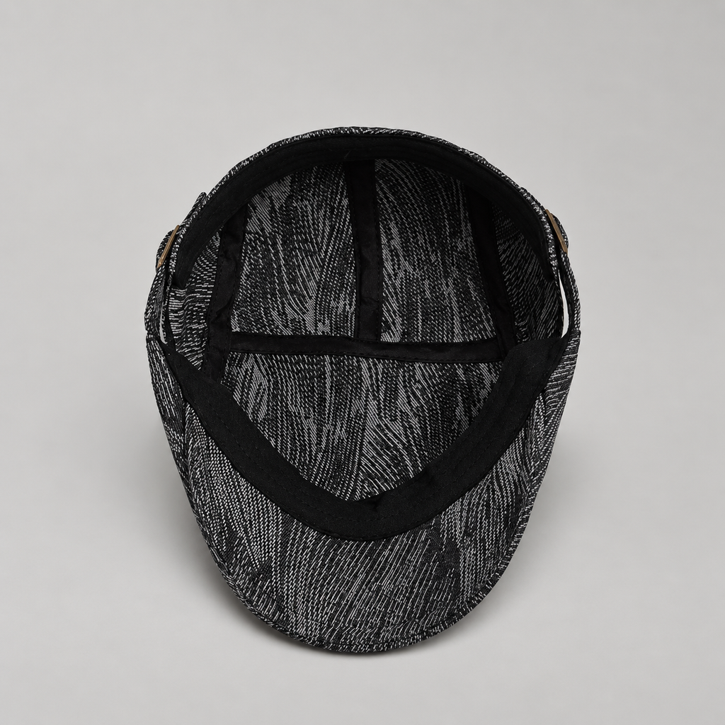 Tristan Men’s Textured Woven Flat Cap with Adjustable Side Buckle