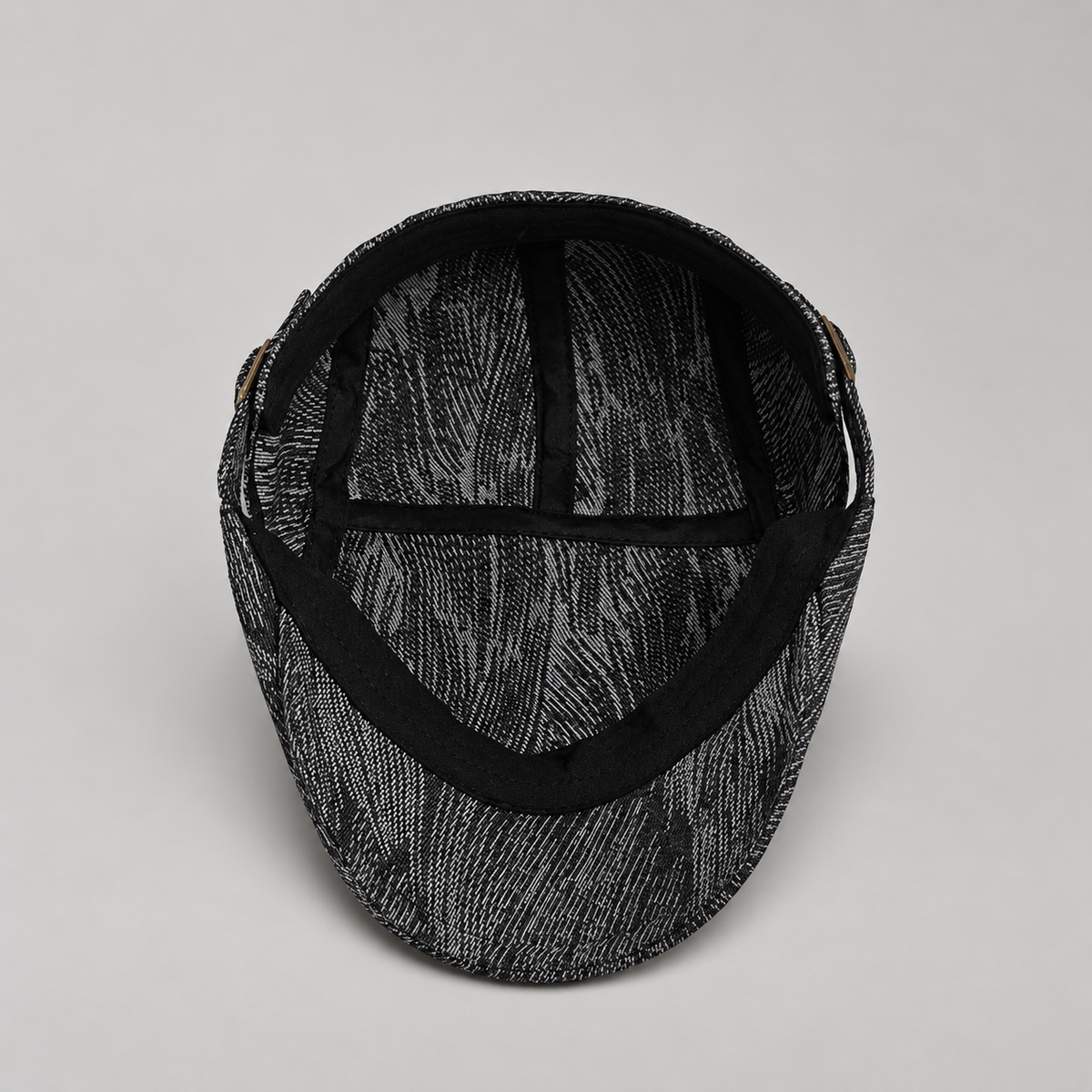 Tristan Men’s Textured Woven Flat Cap with Adjustable Side Buckle