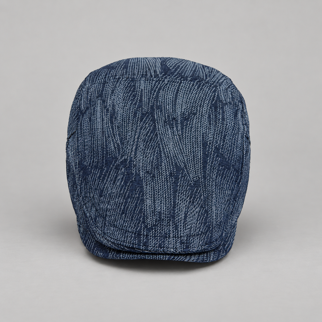 Tristan Men’s Textured Woven Flat Cap with Adjustable Side Buckle