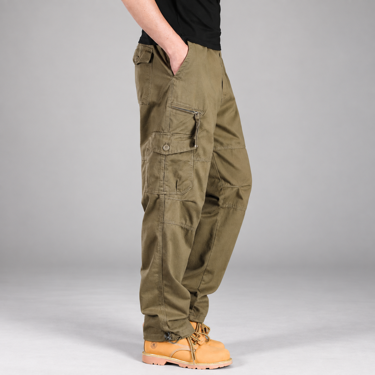 Tristan Men’s Relaxed-Fit Utility Cargo Pants with Adjustable Cuffs
