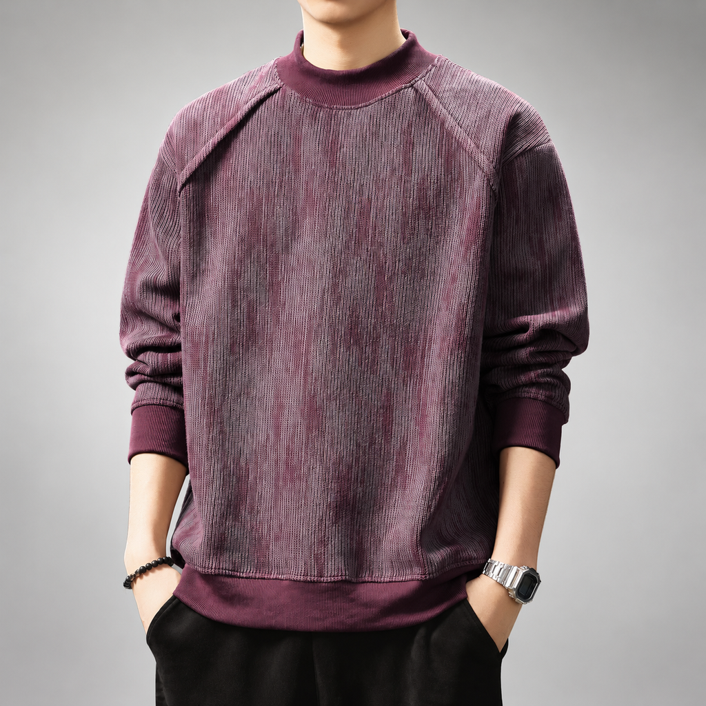 Everest Men’s Ribbed Mock Neck Sweater with Contrast Trim