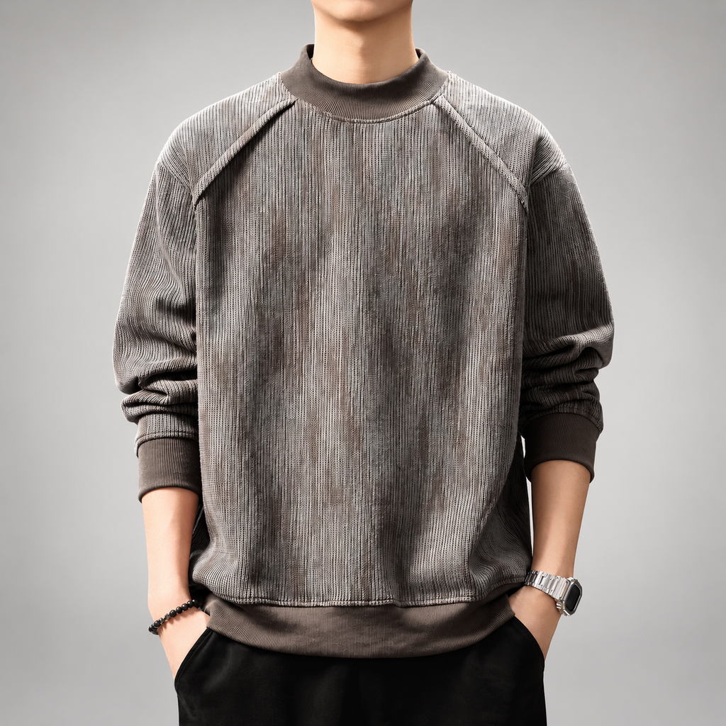 Everest Men’s Ribbed Mock Neck Sweater with Contrast Trim