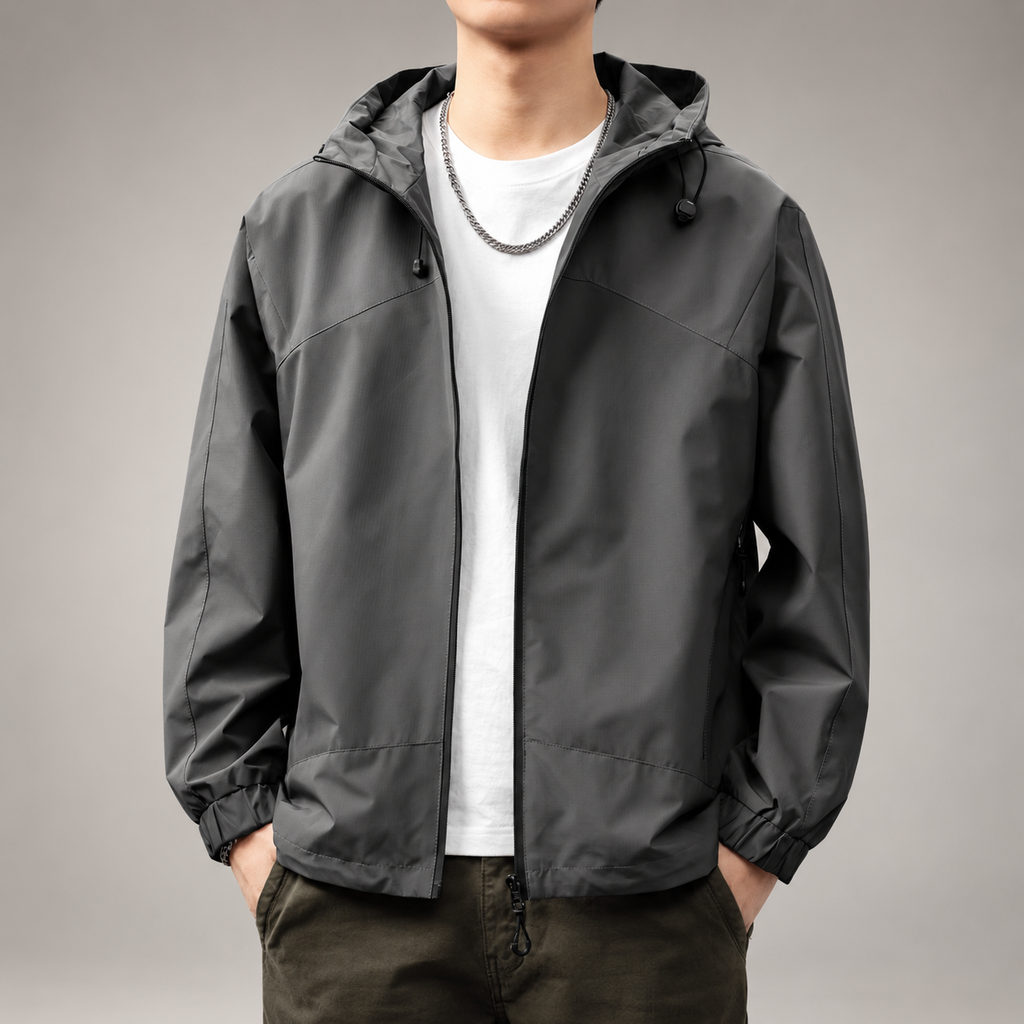 Abel Men’s Hooded Zip-Up Jacket with Elastic Cuffs