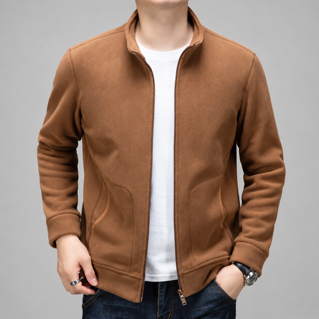 Vaughn Men’s Full-Zip Fleece Jacket with Stand Collar