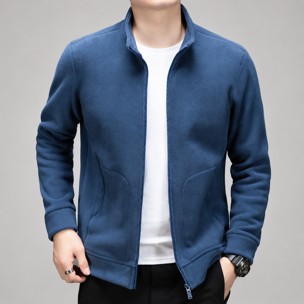 Vaughn Men’s Full-Zip Fleece Jacket with Stand Collar