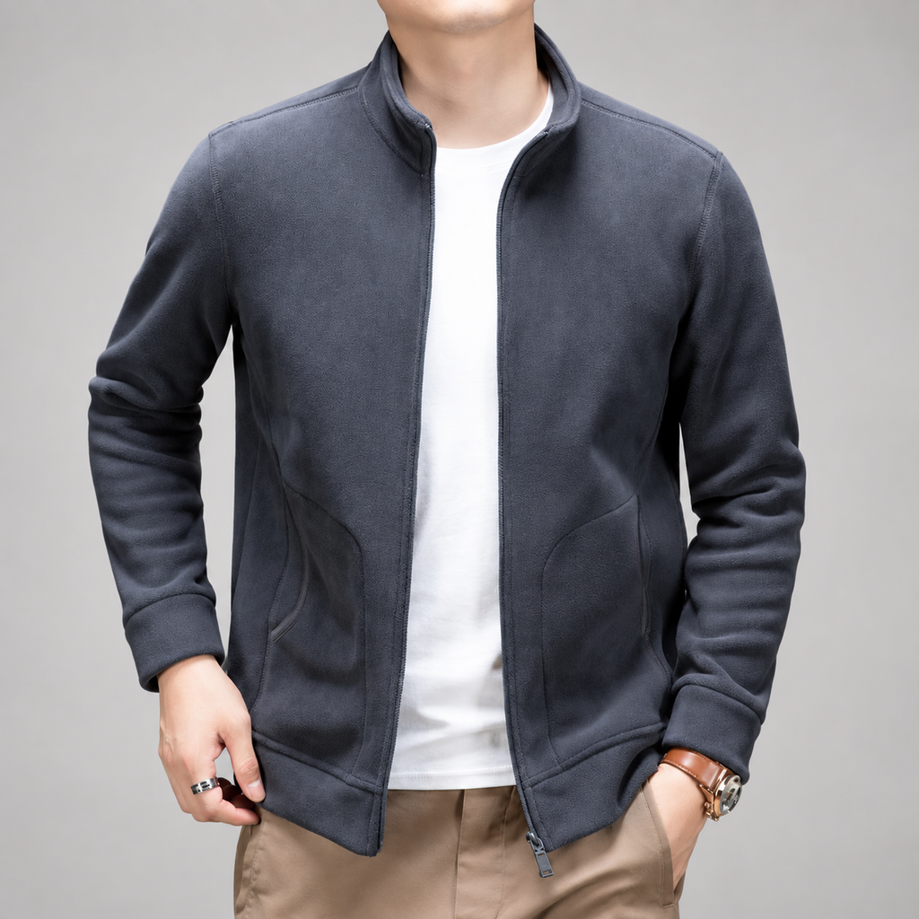 Vaughn Men’s Full-Zip Fleece Jacket with Stand Collar