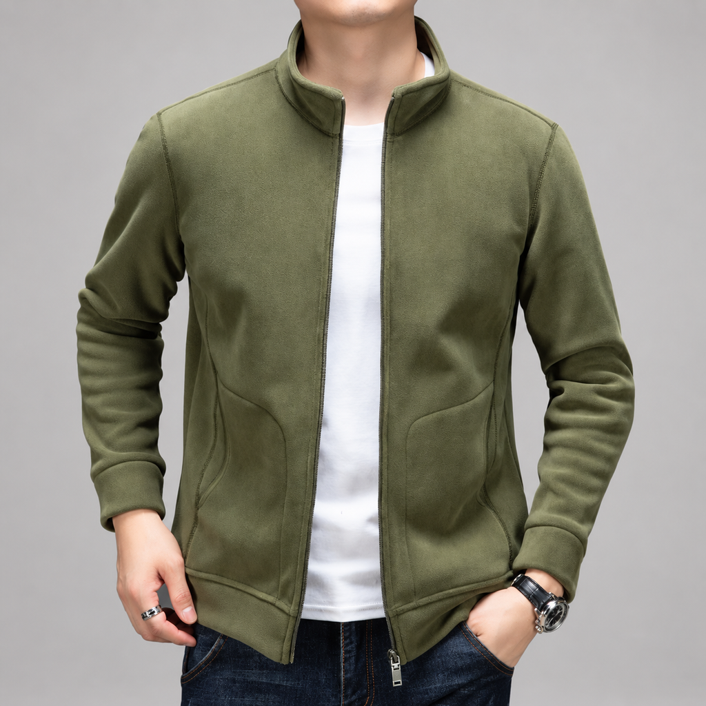 Vaughn Men’s Full-Zip Fleece Jacket with Stand Collar