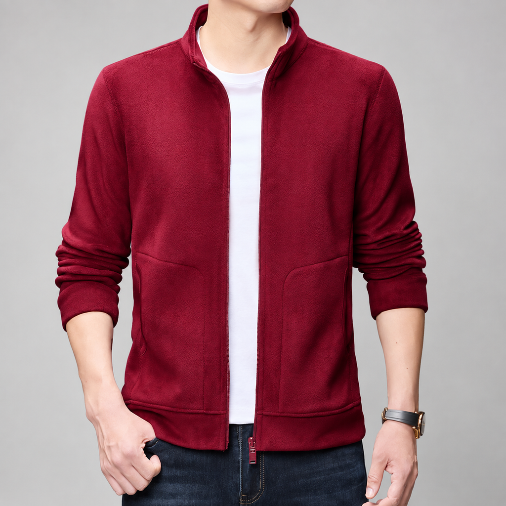 Vaughn Men’s Full-Zip Fleece Jacket with Stand Collar
