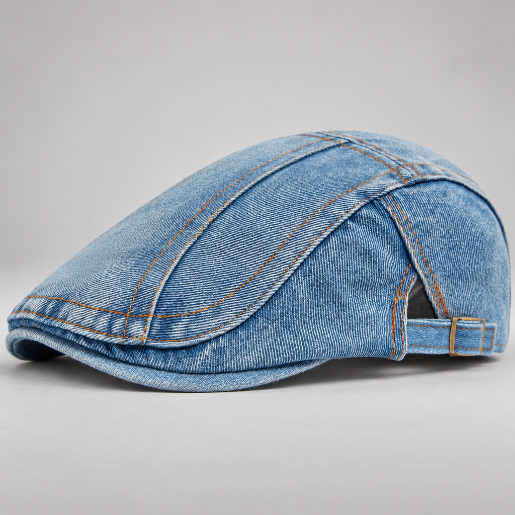 Vincent Men’s Washed Denim Flat Cap