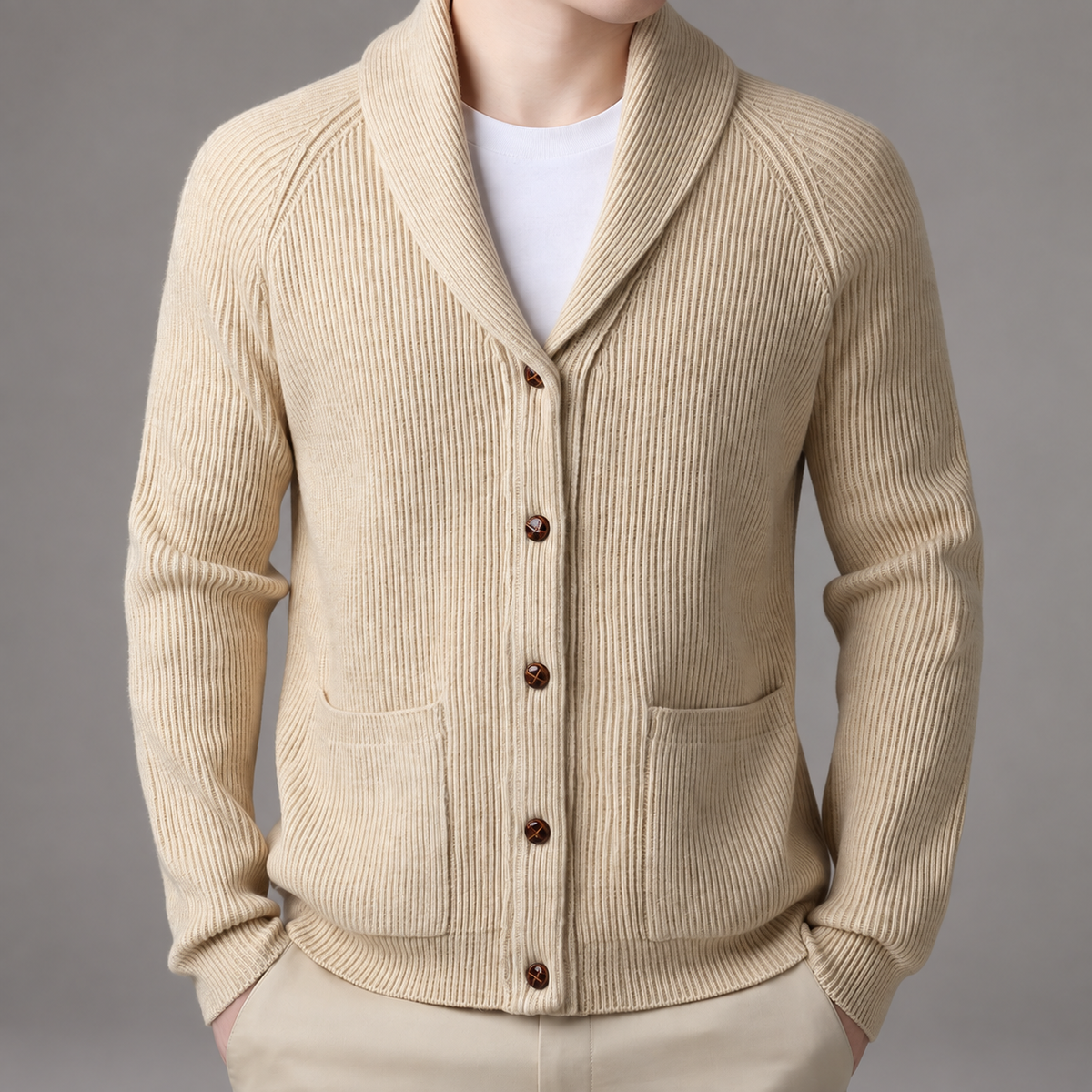 Vincent Men’s Ribbed Shawl Collar Button Cardigan