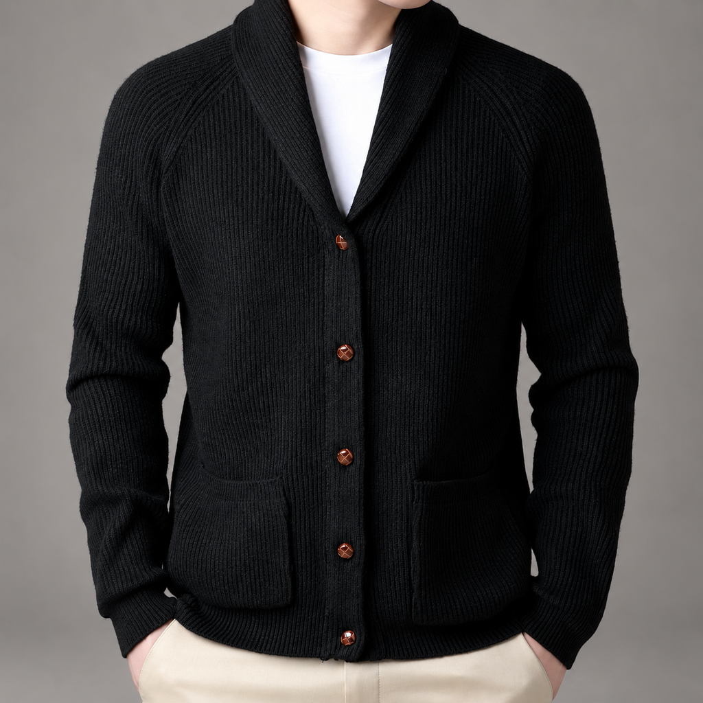 Vincent Men’s Ribbed Shawl Collar Button Cardigan
