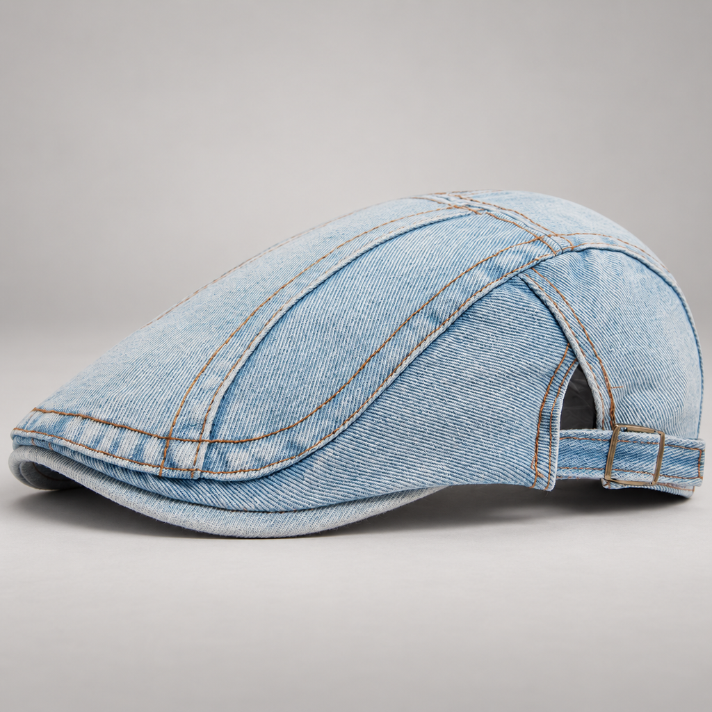 Vincent Men’s Washed Denim Flat Cap