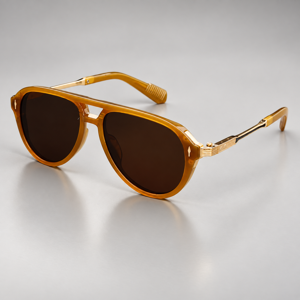 Vittorio Oversized Aviator Sunglasses with Gold-Tone Temple Accents
