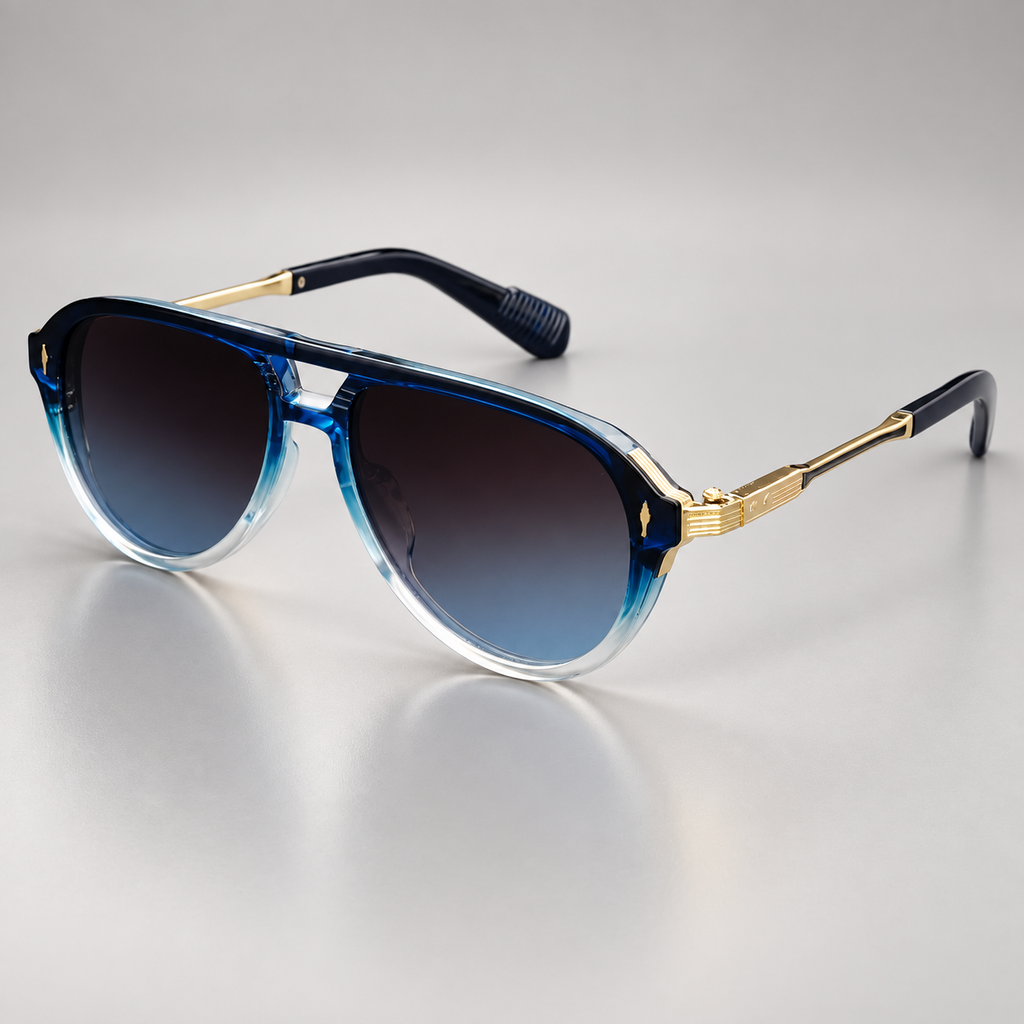 Vittorio Oversized Aviator Sunglasses with Gold-Tone Temple Accents
