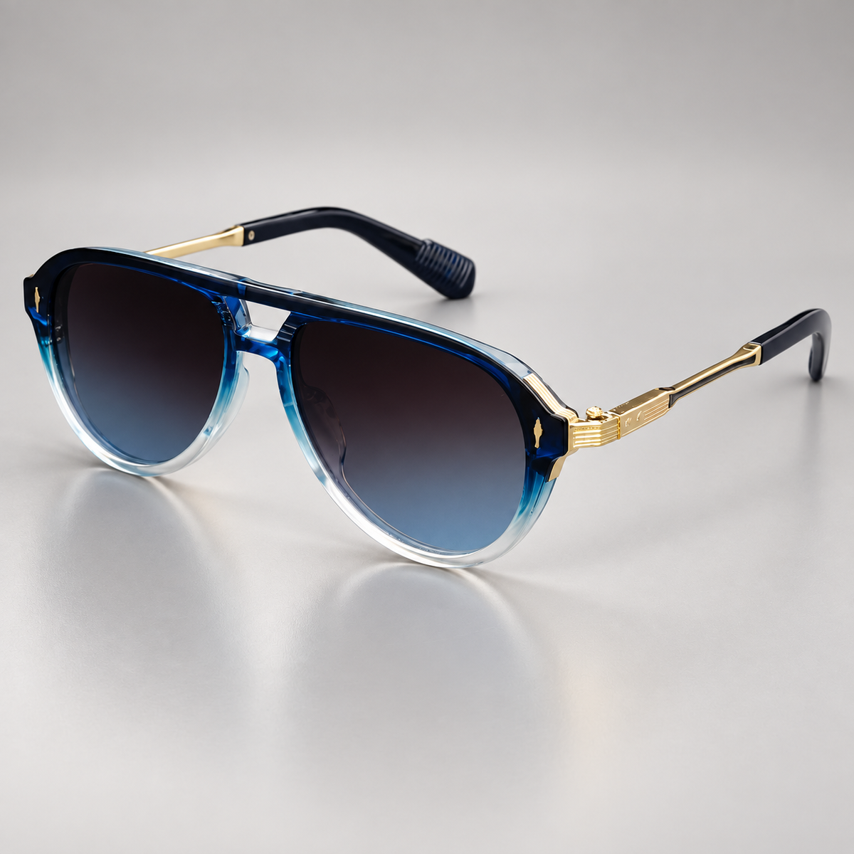 Vittorio Oversized Aviator Sunglasses with Gold-Tone Temple Accents