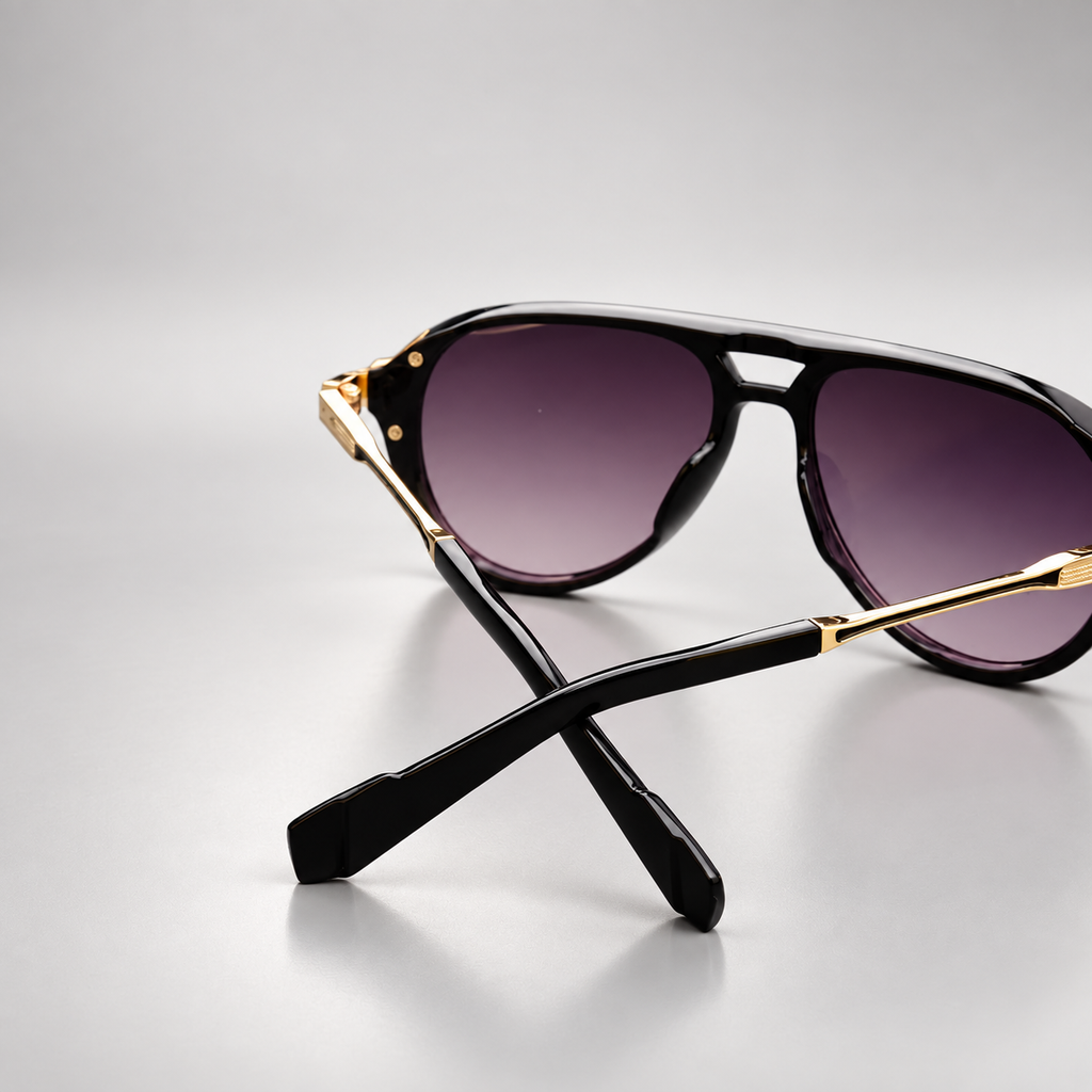 Vittorio Oversized Aviator Sunglasses with Gold-Tone Temple Accents